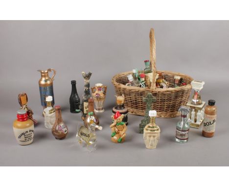 A quantity of novelty miniatures, Ouzo, Bardinet, Royale Chambord Liqueur, Charlie Stuart Scotch Whisky, examples etc  