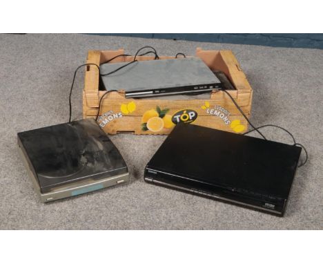 A Toshiba HD DVD player (HDEP30), Philips DVD player (DVP5960), Goodmans (VP 2300) Video Cassette Recorder &amp; Bush Acousti