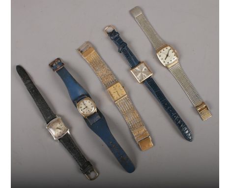 Five vintage quartz and manual wristwatches to include Sekonda, Rone, Rotary, etc.  