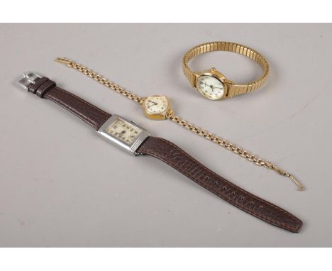 Three ladies wristwatches, to include two manual examples and a quartz.  