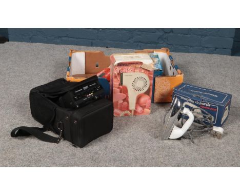 A Morphy Richards senior Iron (original box), Morphy Richards vintage Hairdryer Model No. 4822 (original box), Teica digital 