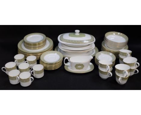 A Royal Doulton porcelain part dinner, tea and coffee service decorated in the Sonnet pattern, comprising oval meat platter, 