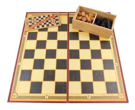 A Milbro Staunton pattern boxwood chess set, boxed with board.