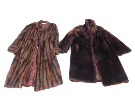 A mink full length full coat, together with a Baronfur model faux fur coat. (2)