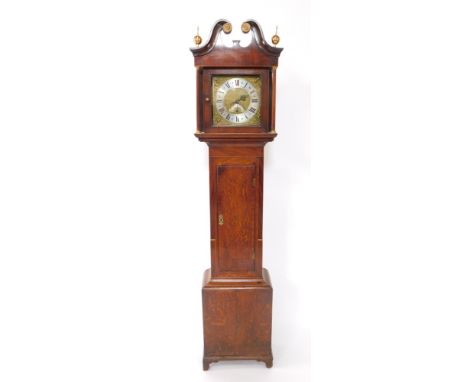 Attributed to John Boot of Sutton-In-Ashfield, a Georgian oak and mahogany longcase clock, the rectangular dial with brass ch