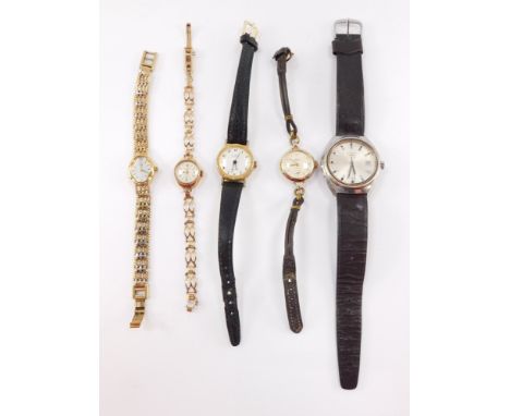 A Rotary lady's 9ct gold cased wristwatch, white circular dial bearing Arabic numerals at quarters, Incabloc seventeen jewel 
