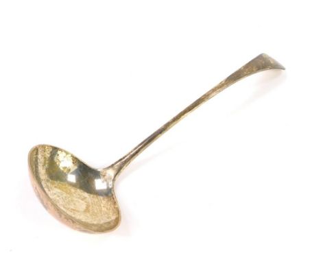 A Victorian silver soup ladle, initialled engraved, London 1899, 9.42oz.