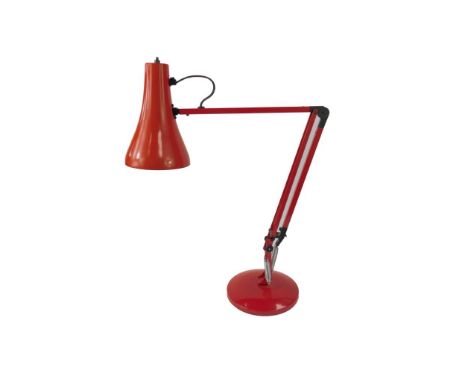 A red anglepoise table lamp, 83cm high extended.