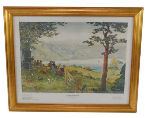 After Alfred Bestall. Rupert and Friends, limited edition print, 640/850, published for Express Newspapers, 1997, 32.5cm x 43