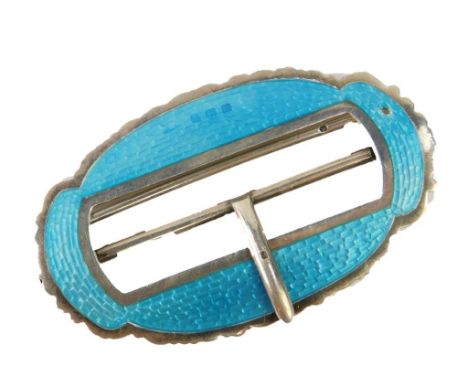 An Edward VII silver and turquoise guilloche enamel buckle, Sampson Mordan, Birmingham 1909.