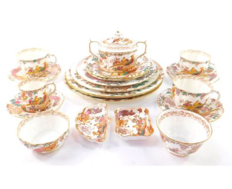 A group of Royal Crown Derby Porcelain decorated in the Olde Avesbury pattern, comprising sucrier, two sugar bowls, fan shape