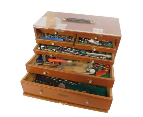 A Union seven drawer tool chest, containing taps, dies, drill bits, and sundry tools.
