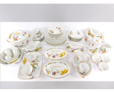 A group of Royal Worcester porcelain oven to table wares, decorated in the Evesham pattern, including tureens and covers, sau