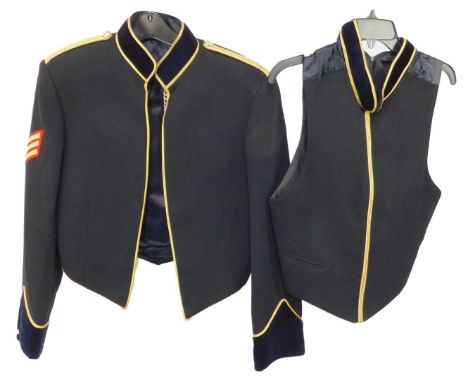 A Royal Logistic Corps Sergeants Mess Dress jacket and waistcoat, together with a pair of Mess trousers.