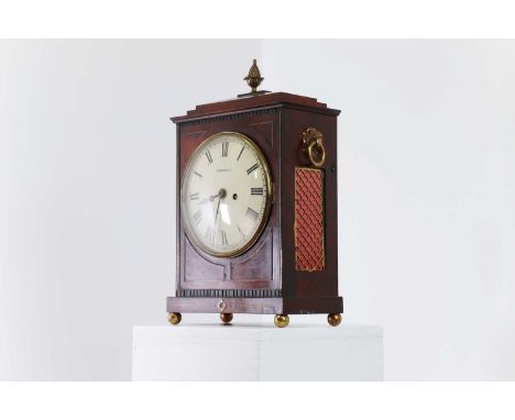 A Regency mahogany bracket clock,the enamel dial inscribed 'Borrell, London', supporting a twin fusee movement striking the h