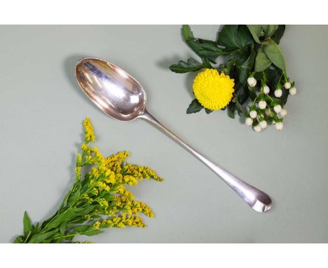 A George II silver basting spoon, probably by Robert Perth, London 1744, in Hanoverian pattern, 35cm long, 7oztCondition Repo
