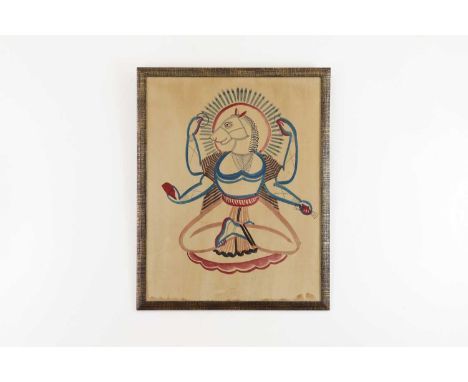 Kalighat School (Bengal, c.1890-1920),19th/early 20th century, pigment on paper, depicting Hayagriva, the horse-headed avatar