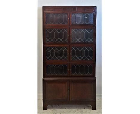 MATCHING PREVIOUS LOT Minty Mahogany Bookcase, lower section with twin panelled doors, 4 further sections over with caddy top