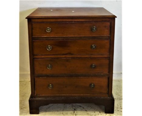 Late C18th Mahogany Chest of 4 Long Cock Beaded Drawers with ring-pull handles, on bracket supports (converted commode)