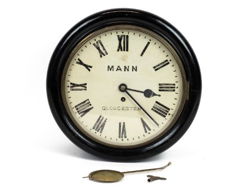 Railway Interest - an early 20th Century station wall clock - with Fusee 8 day single train movement, 12 inch white enamel di