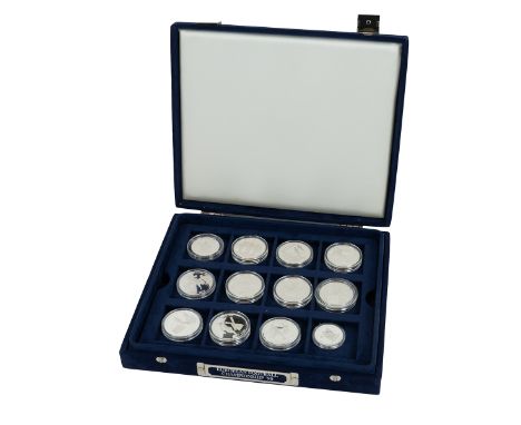 1996 European Football Championships 925 silver proof Royal Mint 12-piece medal set. Includes (1) Wembley Stadium, (2) First 