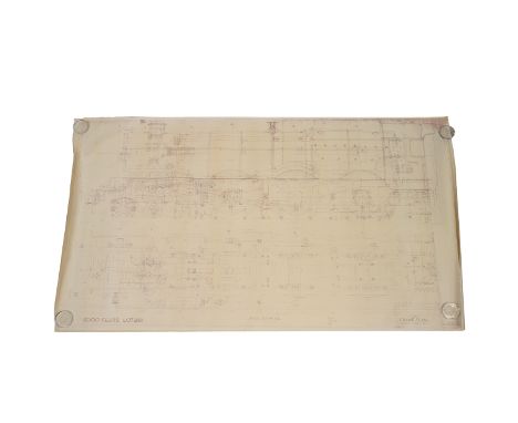 Railway interest. Large GWR frame plan locomotive engineering blueprints (2). 6000 class, lot 243, Swindon June 1927. scale 1