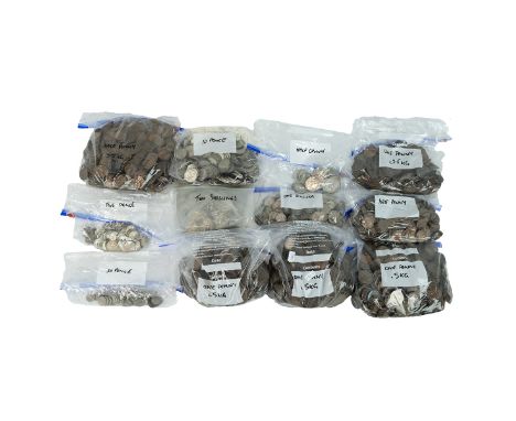 25kg (approximately) of base metal British coinage including bronze Pennies and Halfpennies (some older Victorian issues incl