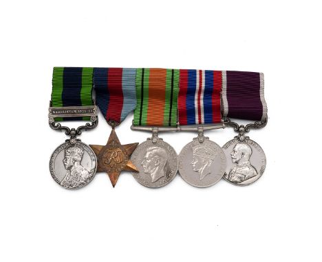 Group of Five medals: India General service Medal WAZIRISTAN 1921-24, 2647719 GNR W. Jones; Royal Artillery, 1939-1945 Bronze