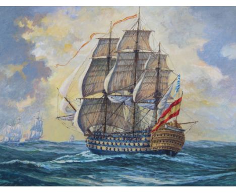 Brian Sanders (British, B. 1937) "Santisima Trinidad" Signed lower right. Oil on Masonite. Provenance: Collection of James A.