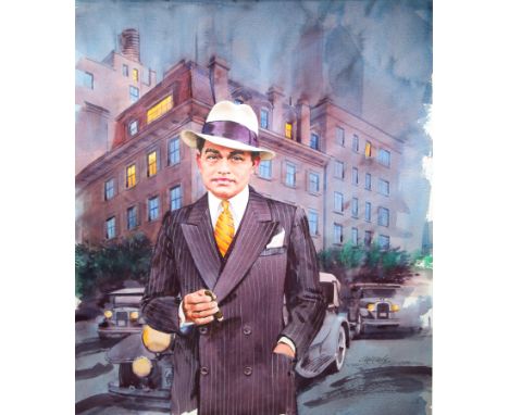 Tom McNeely (Canadian, B. 1935) "Edward G. Robinson; Legends of Hollywood Series" Signed lower right. Original Watercolor pai