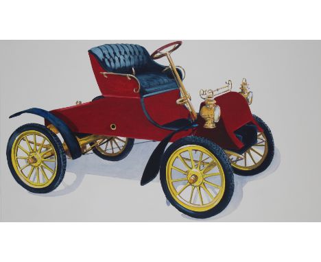 Robert Seabeck (Wyoming, B. 1945) "1903 Model a Roadster" Signed lower left. Original Mixed Media painting on Paper. Provenan