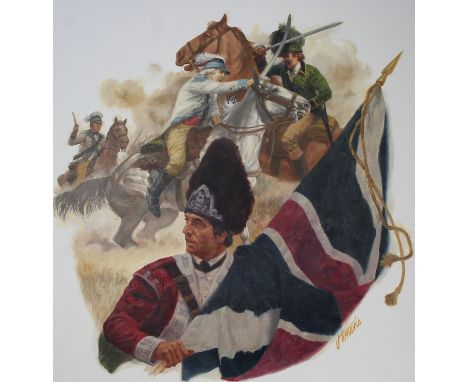 Shannon Stirnweis (Arizona, New York, New Hampshire Oregon, B. 1931) "Battle of the Cowpens" Original Oil painting on Illustr