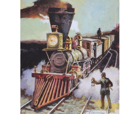 John Swatsley (American, B. 1937) "The Toronto Locomotive" Signed lower right. Oil on Illustration Board. Provenance: Collect