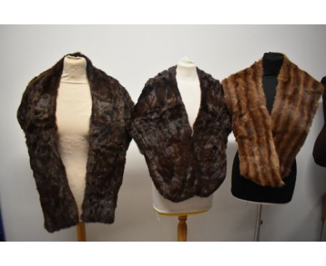 Three vintage mid century fur wraps, two possibly squirrel or similar.