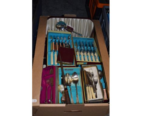A mixed lot of vintage cutlery, including bone handled knives.