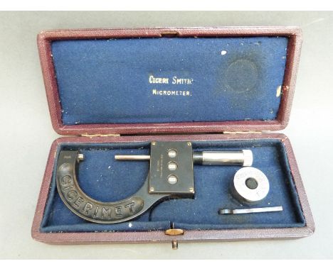 A cased Ciceri Smith digit micrometer c1893, with original spanner etc