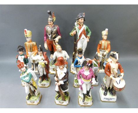 A quantity of Continental ceramic military figures