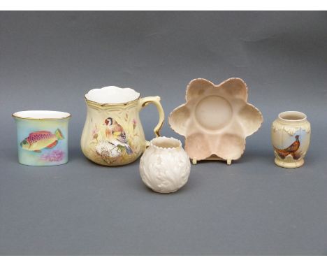 A collection of Royal Worcester, Locke & Co and other ceramics including a spill vase with parrot fish decoration