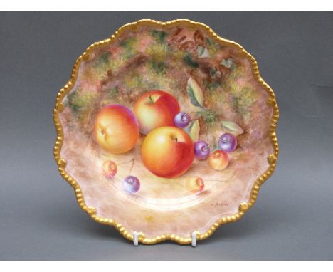 Royal Worcester painted fruit cabinet plate signed H Ayrton, 22cm diameter