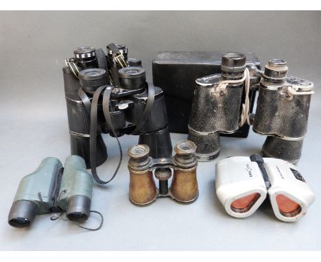 Seven various sets of binoculars to include Bausch & Lomb, Miranda 16x50, Pathescope 10x50