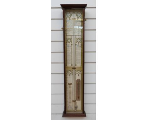 A mahogany cased Admiral Fitzroy barometer with brass slide indicators, label verso Kemp Bros, Bristol