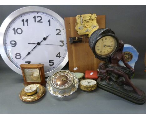 A collection of various timepieces covering several eras from 1910 onwards including a painted ceramic example, Schatz, Majak