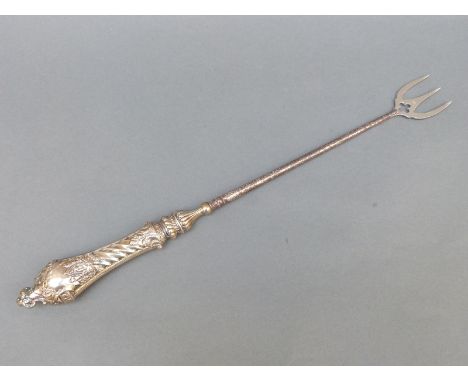 A Victorian hallmarked silver handled toasting fork, Birmingham 1890, maker Adie & Lovekin Ltd