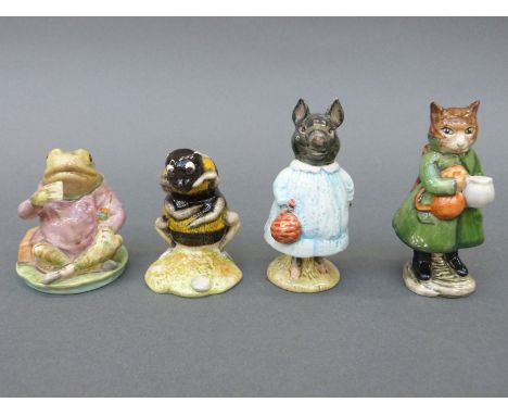 Four Beswick and Royal Albert Beatrix Potter figures comprising Beswick Simpkin, Mr Jeremy Fisher and Pig-Wig, and Royal Albe