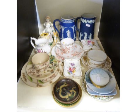 Royal Crown Derby ceramics, continental and Japanese cabinet cups and saucers, Copenhagen, Carltonware, Wade, Wedgwood Jasper