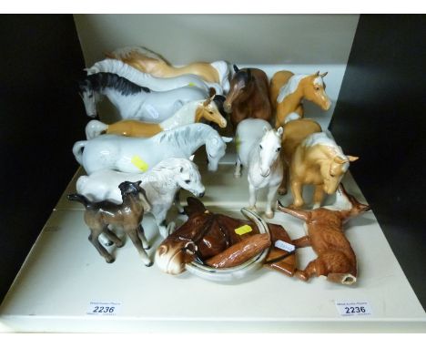 Eleven Beswick horses including Connemara, matt quarter horse, palominos, greys, novelty foal etc