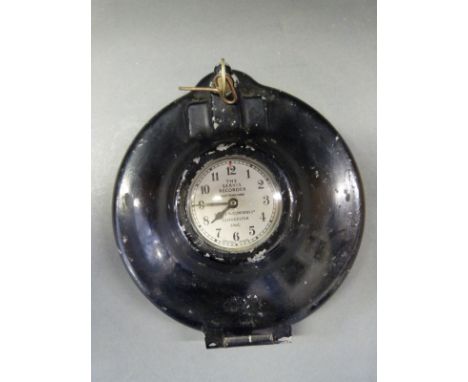An early commercial aluminium cased Servis Recorder clock, Gloucester, England to Arabic dial