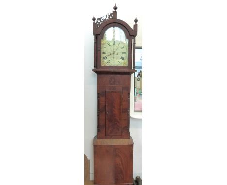 Taylor of Morpeth, Northumberland c1825 mahogany inlaid cased longcase clock, the movement of 8 day decoration striking the h