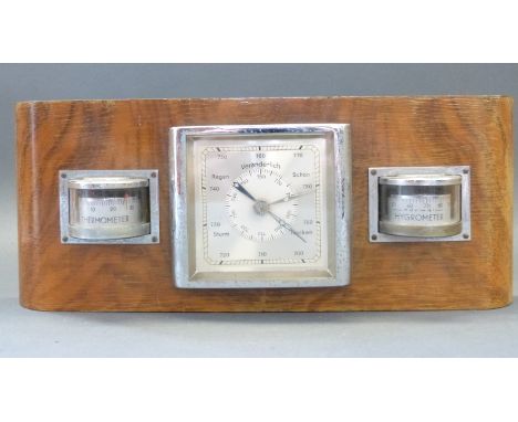 A Veranderlich German barometer, hygrometer and thermometer compendium in Art Deco case