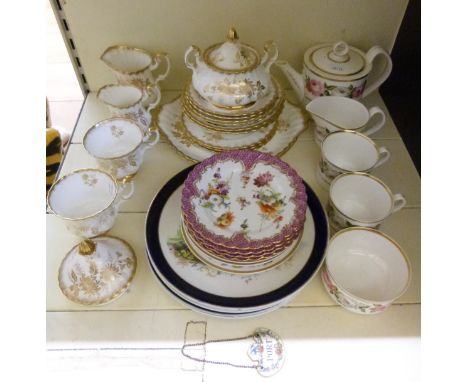 A collection of Royal Worcester Royal Garden teaware, Royal Albert Golden Glory, Royal Doulton and Dresden plates etc 